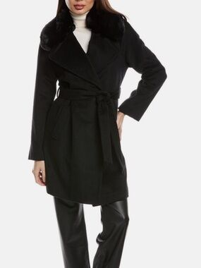 VIA SPIGA WOOL-BLAND WRAP COAT, SIZE L, NEW